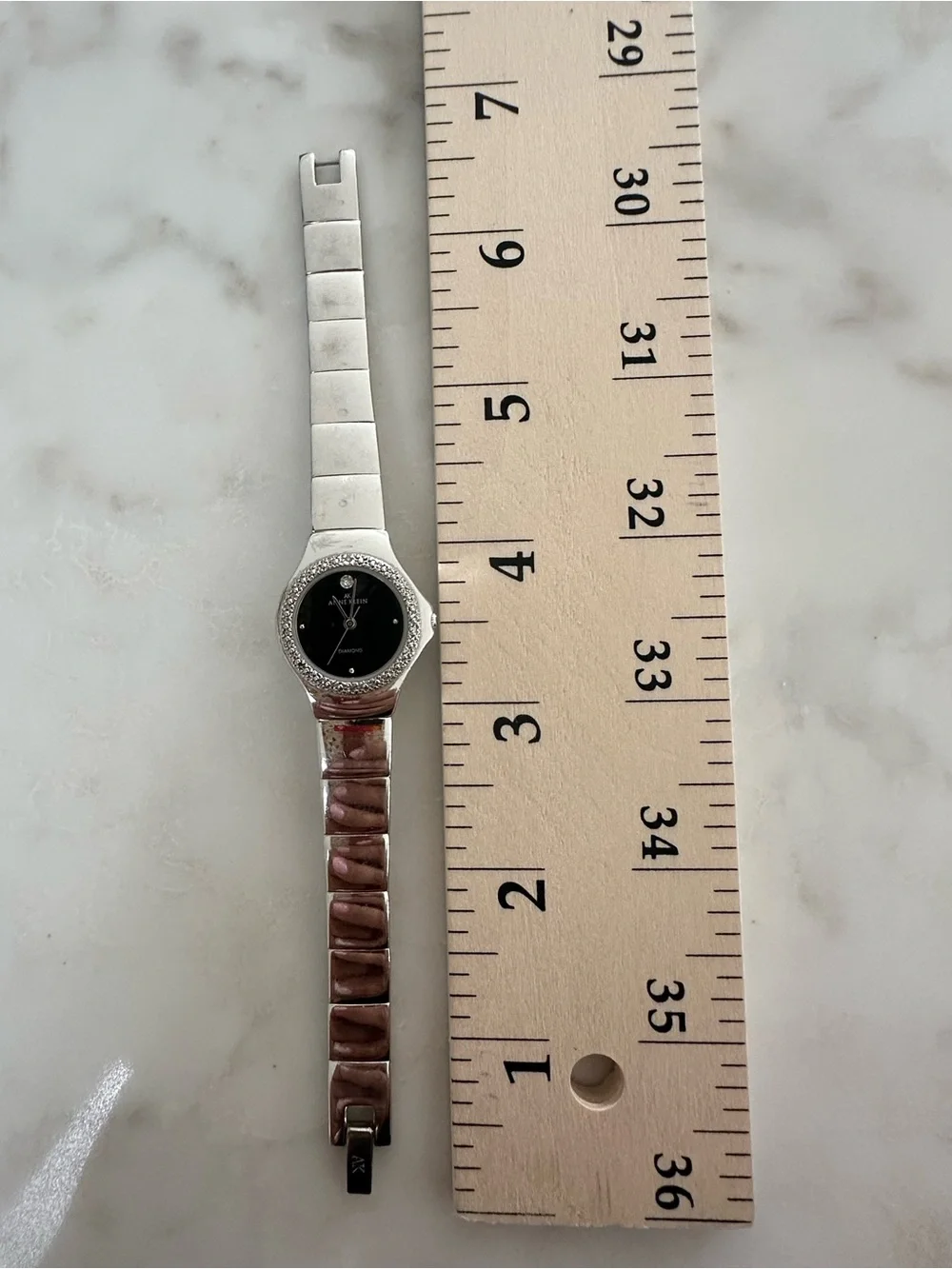 Vintage AK Anne Klein Diamond Ladies' Silvertone Quartz Wristwatch